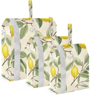 SPRIPORT Watercolor Lemon Floral Yellow 3 Set Compression Packing Cubes for Travel Lightweight Luggage Organizer Bags for Carry on Suitcase Travel Essentials for Man Woman Vacation Clothes