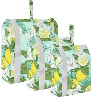 SPRIPORT Watercolor Lemon Leave 3 Set Compression Packing Cubes for Travel Lightweight Luggage Organizer Bags for Carry on Suitcase Travel Essentials for Vacation Man Woman Clothes
