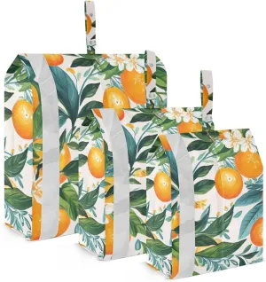 SPRIPORT Watercolor Oranges Leaves Floral 3 Set Compression Packing Cubes for Travel Lightweight Luggage Organizer Bags for Carry on Suitcase Travel Storage Bags for Man Woman Vacation Clothes