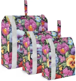 SPRIPORT Watercolor Orchids Flower Leaves 3 Set Compression Packing Cubes for Travel Lightweight Luggage Organizer Bags for Carry on Suitcase Travel Storage Bags for Man Woman Clothes Vacation