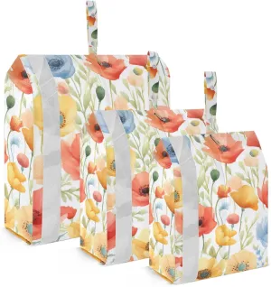 SPRIPORT Watercolor Poppy Flower 3 Set Compression Packing Cubes for Travel Lightweight Luggage Organizer Bags for Carry on Suitcase Travel Storage Bags for Woman Man Vacation Clothes