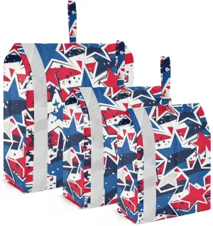 SPRIPORT Watercolor Stars Patriotic Blue 3 Set Compression Packing Cubes for Travel Lightweight Luggage Organizer Bags for Carry on Suitcase Travel Accessories for Woman Man Clothes Vacation