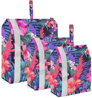 SPRIPORT Watercolor Tropical Hibiscus Flowers 3 Set Compression Packing Cubes for Travel Lightweight Luggage Organizer Bags for Carry on Suitcase Travel Essentials for Woman Man Vacation Clothes