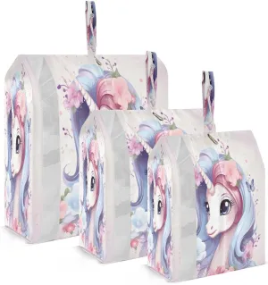 SPRIPORT Watercolor Unicorn 3 Set Compression Packing Cubes for Travel Lightweight Luggage Organizer Bags for Carry on Suitcase Travel Storage Bags for Woman Man Vacation Clothes