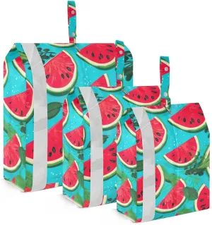 SPRIPORT Watermelon Green Leaves 3 Set Compression Packing Cubes for Travel Lightweight Luggage Organizer Bags for Carry on Suitcase Travel Accessories for Woman Man Clothes Vacation