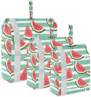 SPRIPORT Watermelon Green White Stripe 3 Set Compression Packing Cubes for Travel Lightweight Luggage Organizer Bags for Carry on Suitcase Travel Accessories for Vacation Woman Man Clothes