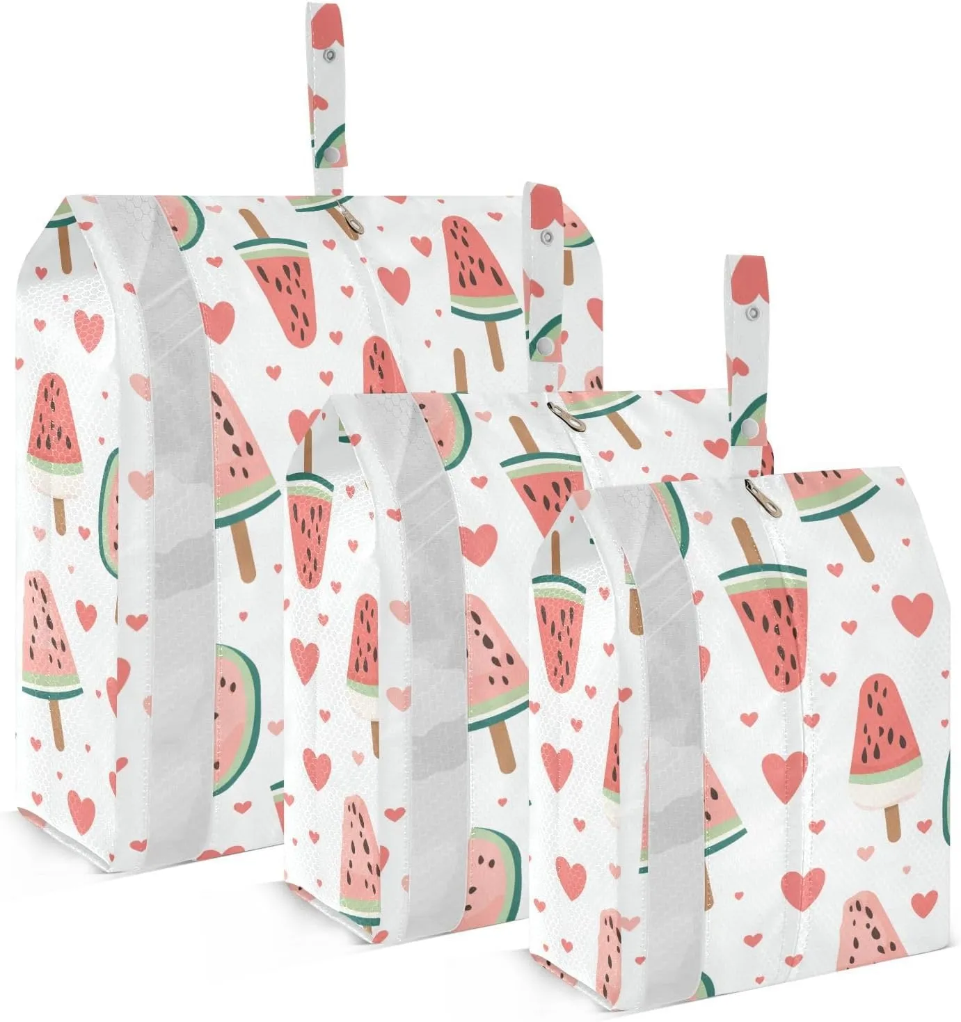 SPRIPORT Watermelon Heart 3 Set Compression Packing Cubes for Travel Lightweight Luggage Organizer Bags for Carry on Suitcase Luggage Cubes for Woman Man Vacation Clothes