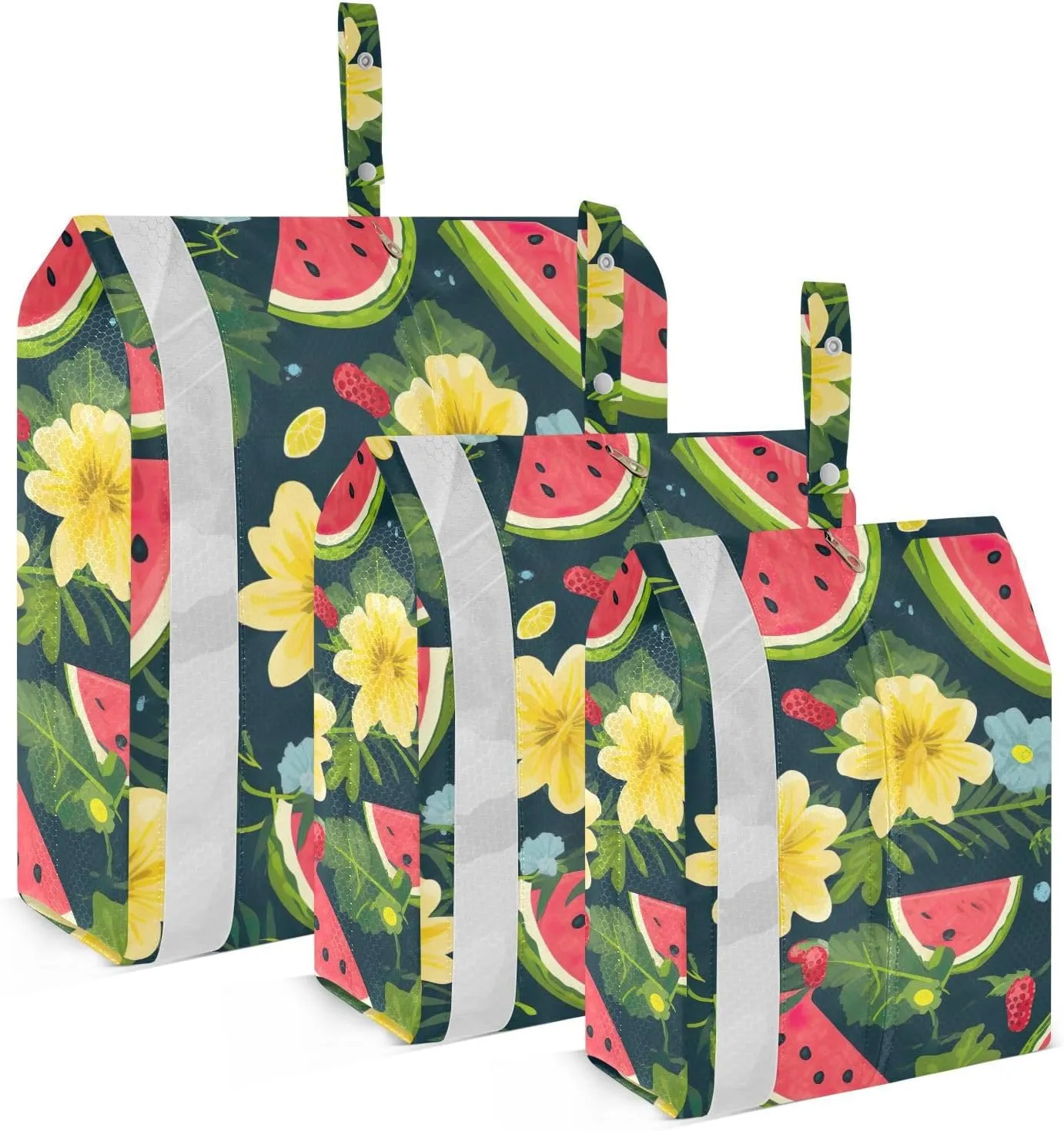 SPRIPORT Watermelon Strawberry Yellow Flower 3 Set Compression Packing Cubes for Travel Lightweight Luggage Organizer Bags for Carry on Suitcase Luggage Cubes for Man Woman Clothes Vacation