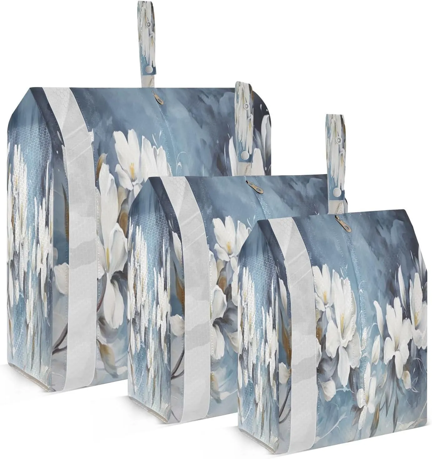 SPRIPORT White Blue Magnolia Flowers 3 Set Compression Packing Cubes for Travel Lightweight Luggage Organizer Bags for Carry on Suitcase Travel Essentials for Vacation Woman Man Clothes