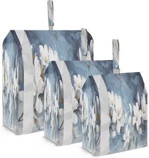 SPRIPORT White Blue Magnolia Flowers 3 Set Compression Packing Cubes for Travel Lightweight Luggage Organizer Bags for Carry on Suitcase Travel Essentials for Vacation Woman Man Clothes