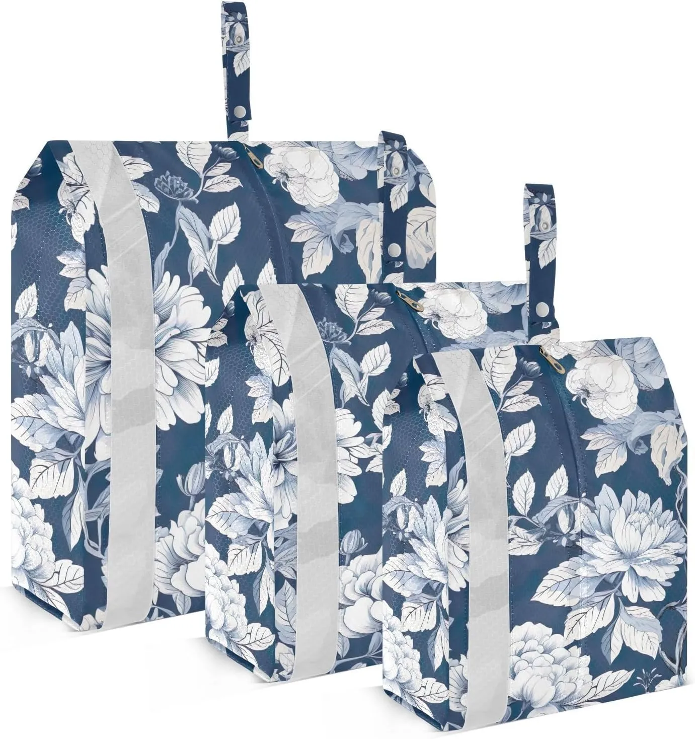 SPRIPORT White Florals 3 Set Compression Packing Cubes for Travel Lightweight Luggage Organizer Bags for Carry on Suitcase Travel Storage Bags for Man Woman Clothes Vacation