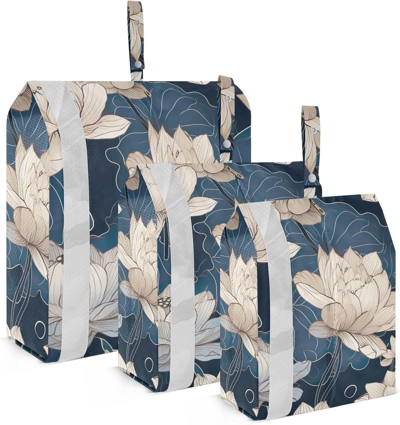SPRIPORT White Lotus Flowers 3 Set Compression Packing Cubes for Travel Lightweight Luggage Organizer Bags for Carry on Suitcase Travel Accessories for Man Woman Vacation Clothes