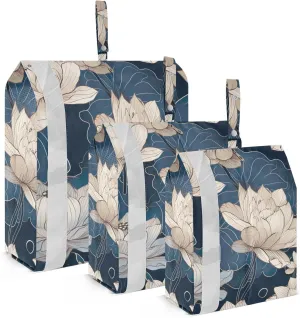 SPRIPORT White Lotus Flowers 3 Set Compression Packing Cubes for Travel Lightweight Luggage Organizer Bags for Carry on Suitcase Travel Accessories for Man Woman Vacation Clothes