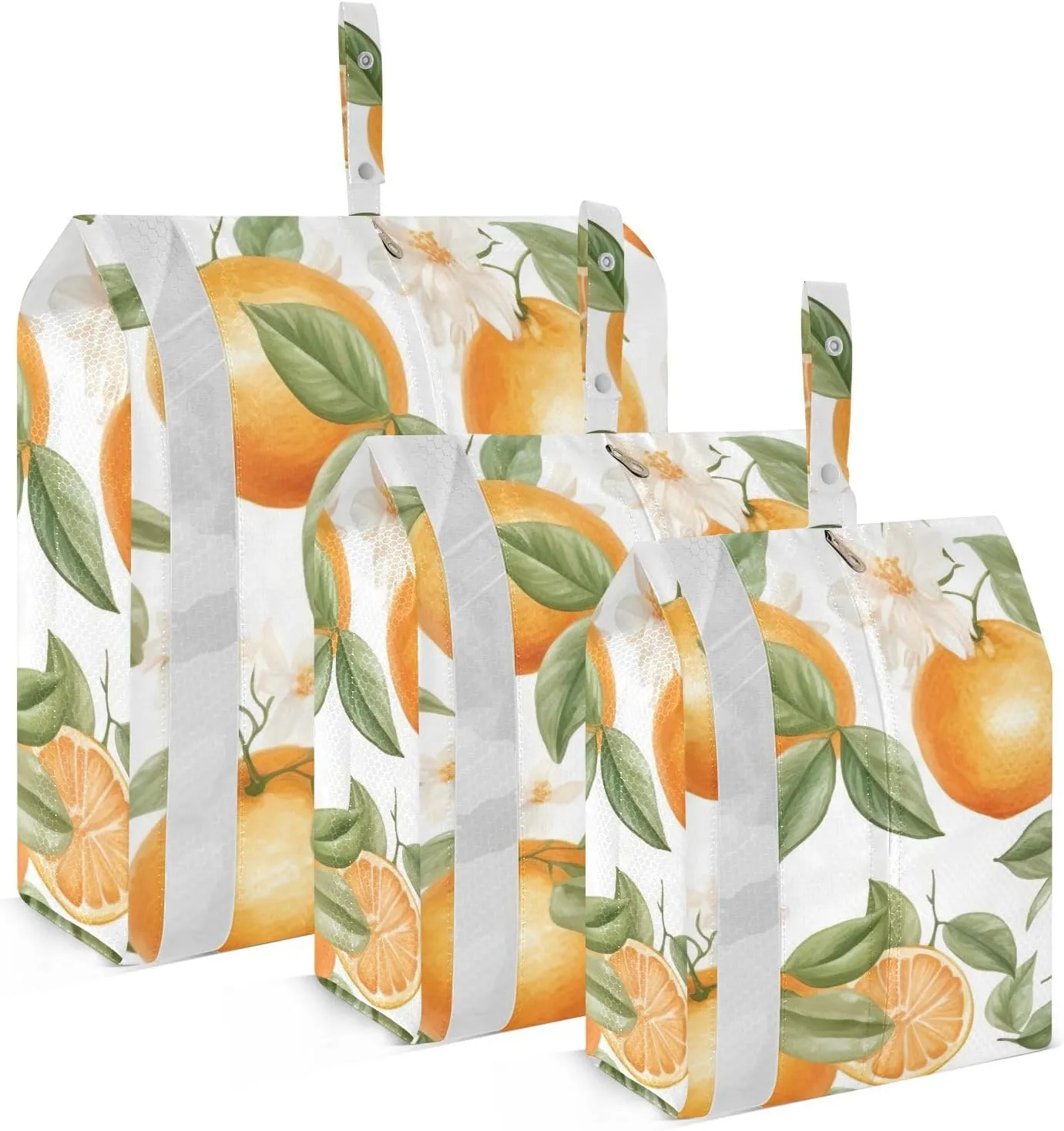 SPRIPORT White Orange Flower Floral 3 Set Compression Packing Cubes for Travel Lightweight Luggage Organizer Bags for Carry on Suitcase Travel Cubes for Woman Man Vacation Clothes