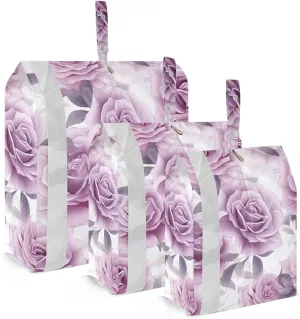SPRIPORT White Purple Rose 3 Set Compression Packing Cubes for Travel Lightweight Luggage Organizer Bags for Carry on Suitcase Travel Storage Bags for Woman Man Clothes Vacation