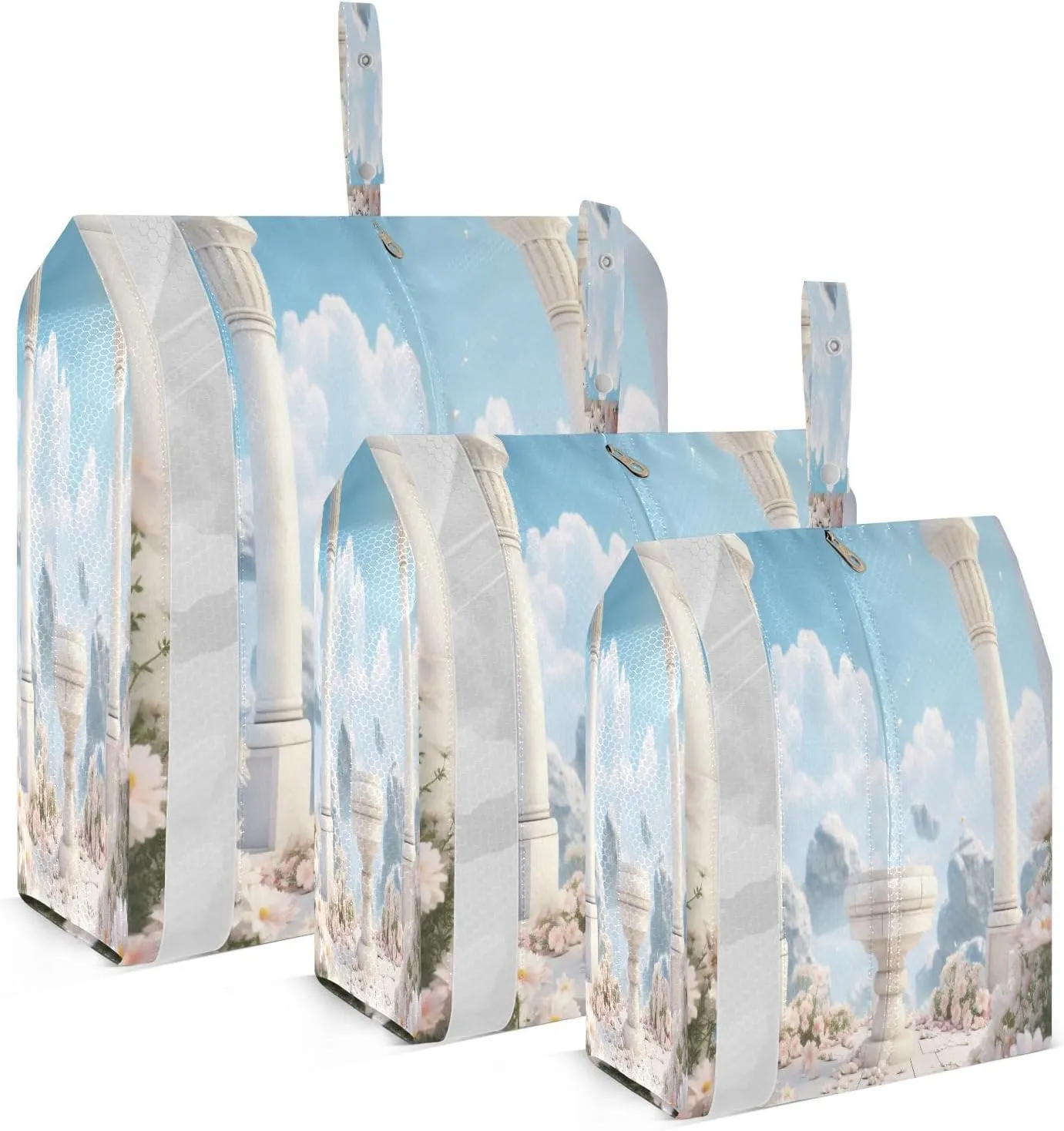 SPRIPORT White Stone Flower 3 Set Compression Packing Cubes for Travel Lightweight Luggage Organizer Bags for Carry on Suitcase Travel Cubes for Man Woman Vacation Clothes