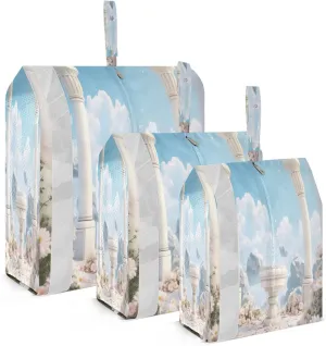 SPRIPORT White Stone Flower 3 Set Compression Packing Cubes for Travel Lightweight Luggage Organizer Bags for Carry on Suitcase Travel Cubes for Man Woman Vacation Clothes