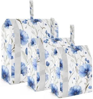 SPRIPORT Wildflowers Flower Blue 3 Set Compression Packing Cubes for Travel Lightweight Luggage Organizer Bags for Carry on Suitcase Travel Cubes for Vacation Man Woman Clothes
