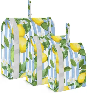 SPRIPORT Yellow Lemon Stripe 3 Set Compression Packing Cubes for Travel Lightweight Luggage Organizer Bags for Carry on Suitcase Travel Essentials for Woman Man Clothes Vacation