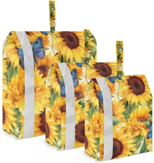 SPRIPORT Yellow Sunflowers Butterflies Flower 3 Set Compression Packing Cubes for Travel Lightweight Luggage Organizer Bags for Carry on Suitcase Luggage Cubes for Man Woman Vacation Clothes