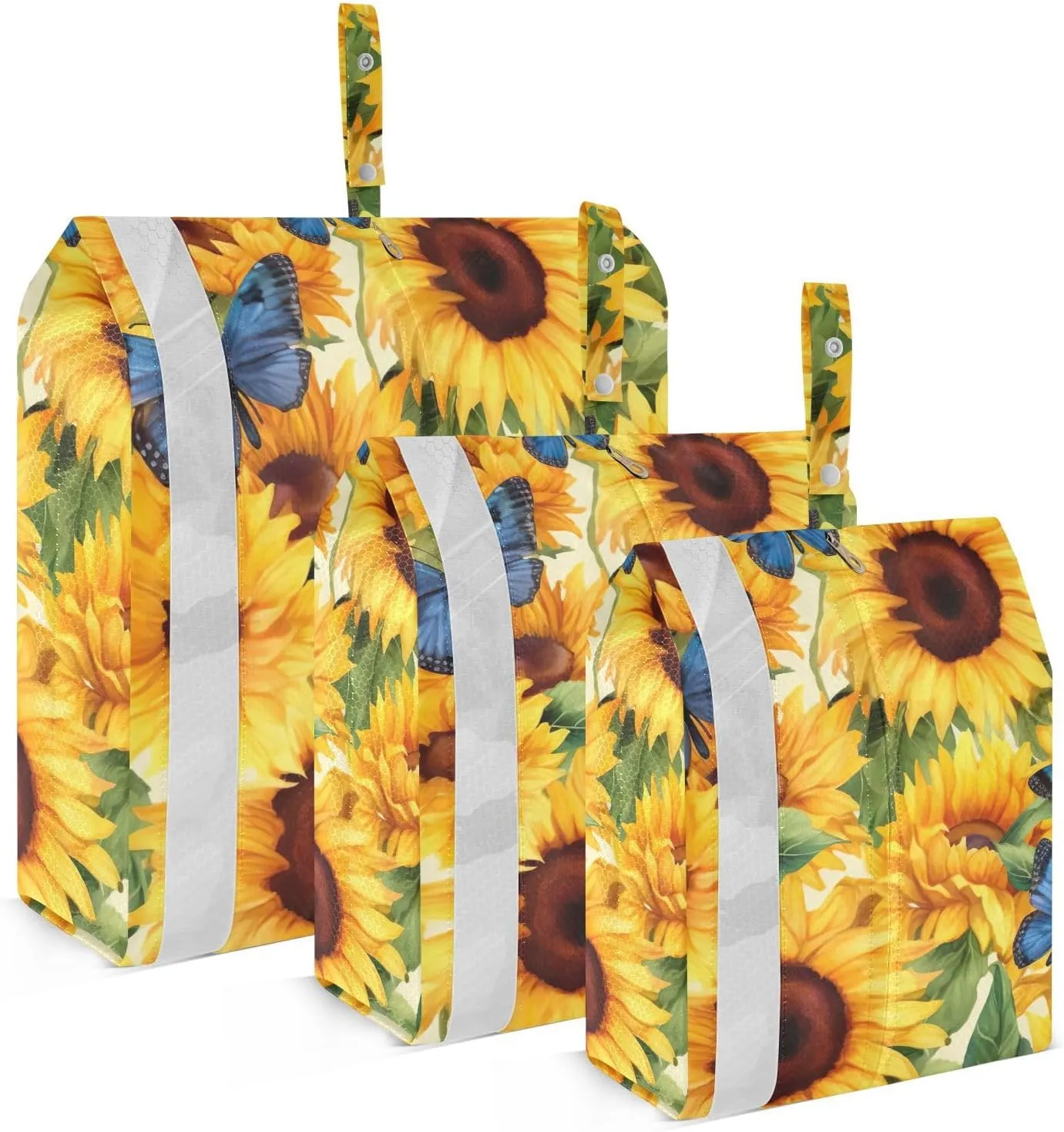 SPRIPORT Yellow Sunflowers Butterflies Flower 3 Set Compression Packing Cubes for Travel Lightweight Luggage Organizer Bags for Carry on Suitcase Luggage Cubes for Man Woman Vacation Clothes