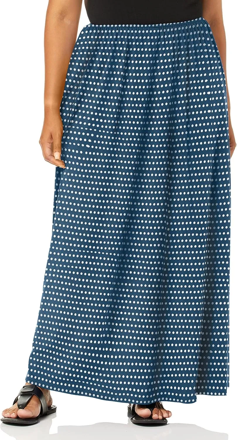 Star Vixen Women's Plus-Size Modest Soft Dty Knit Pull-on Maxiskirt