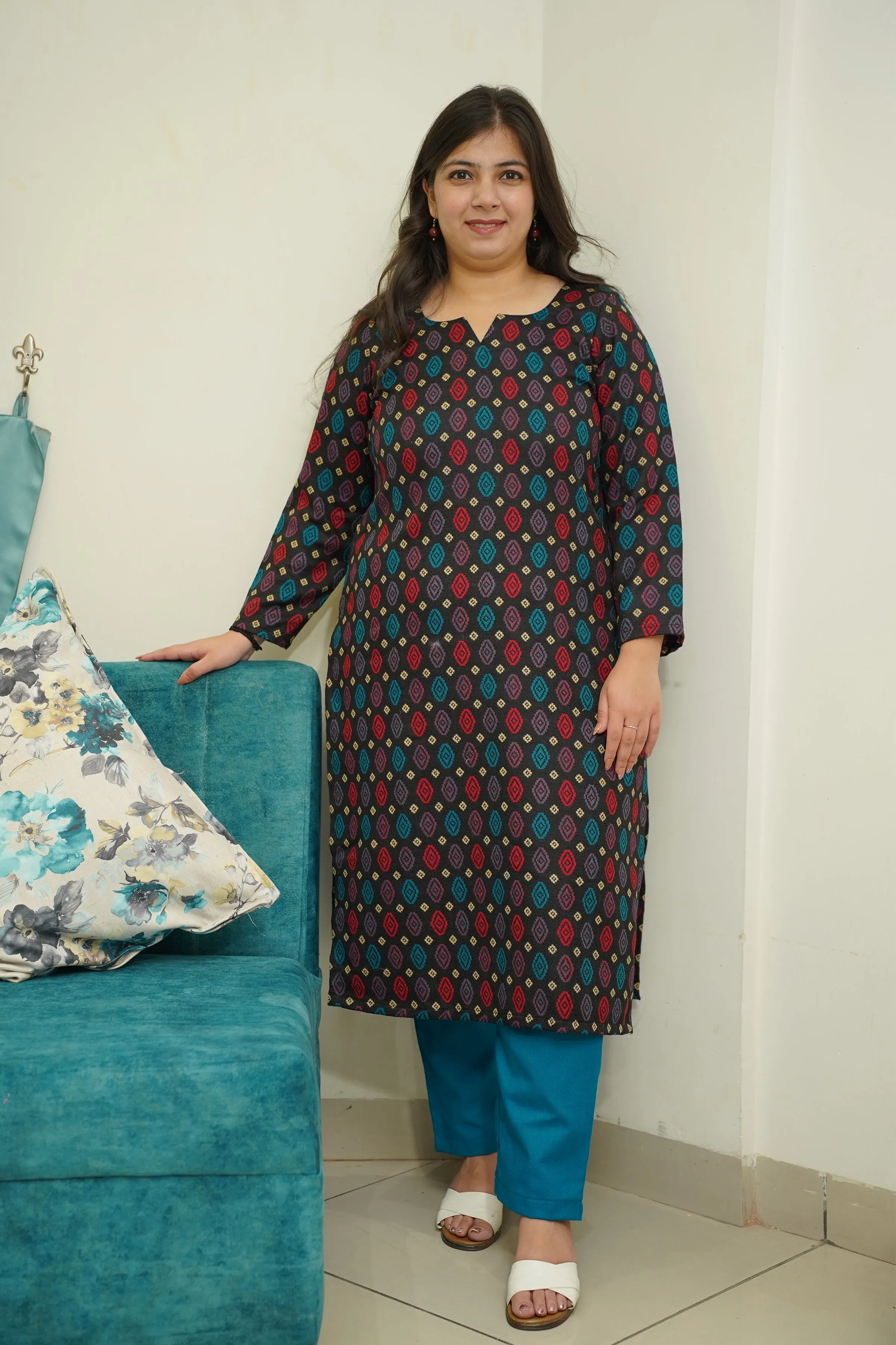 Starry Black Woollen Kurta Set