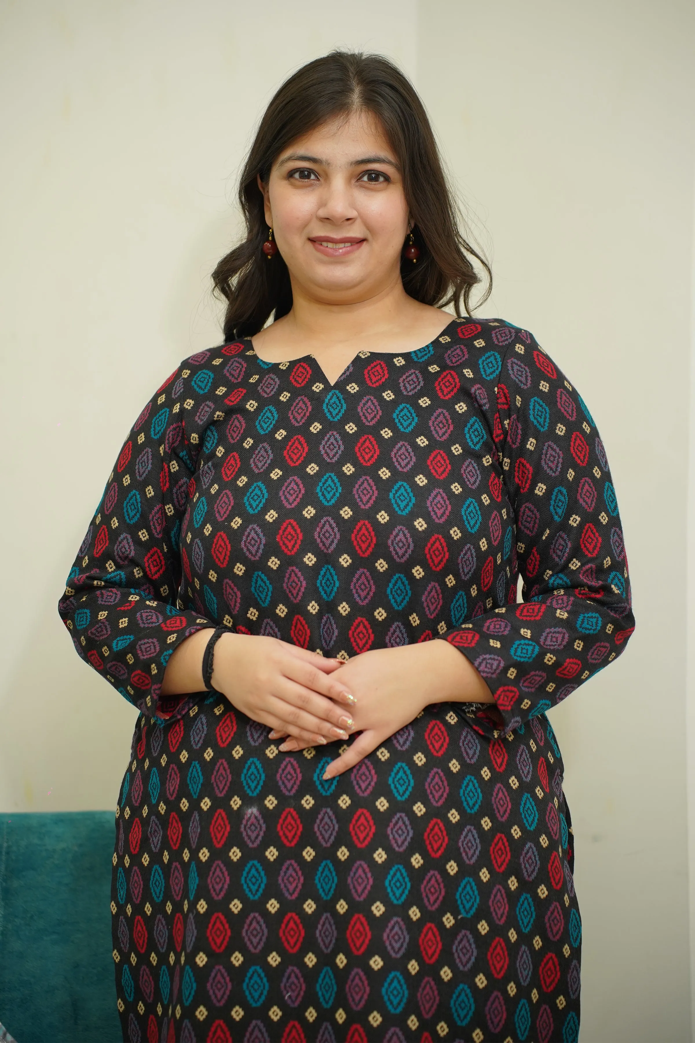 Starry Black Woollen Kurta Set