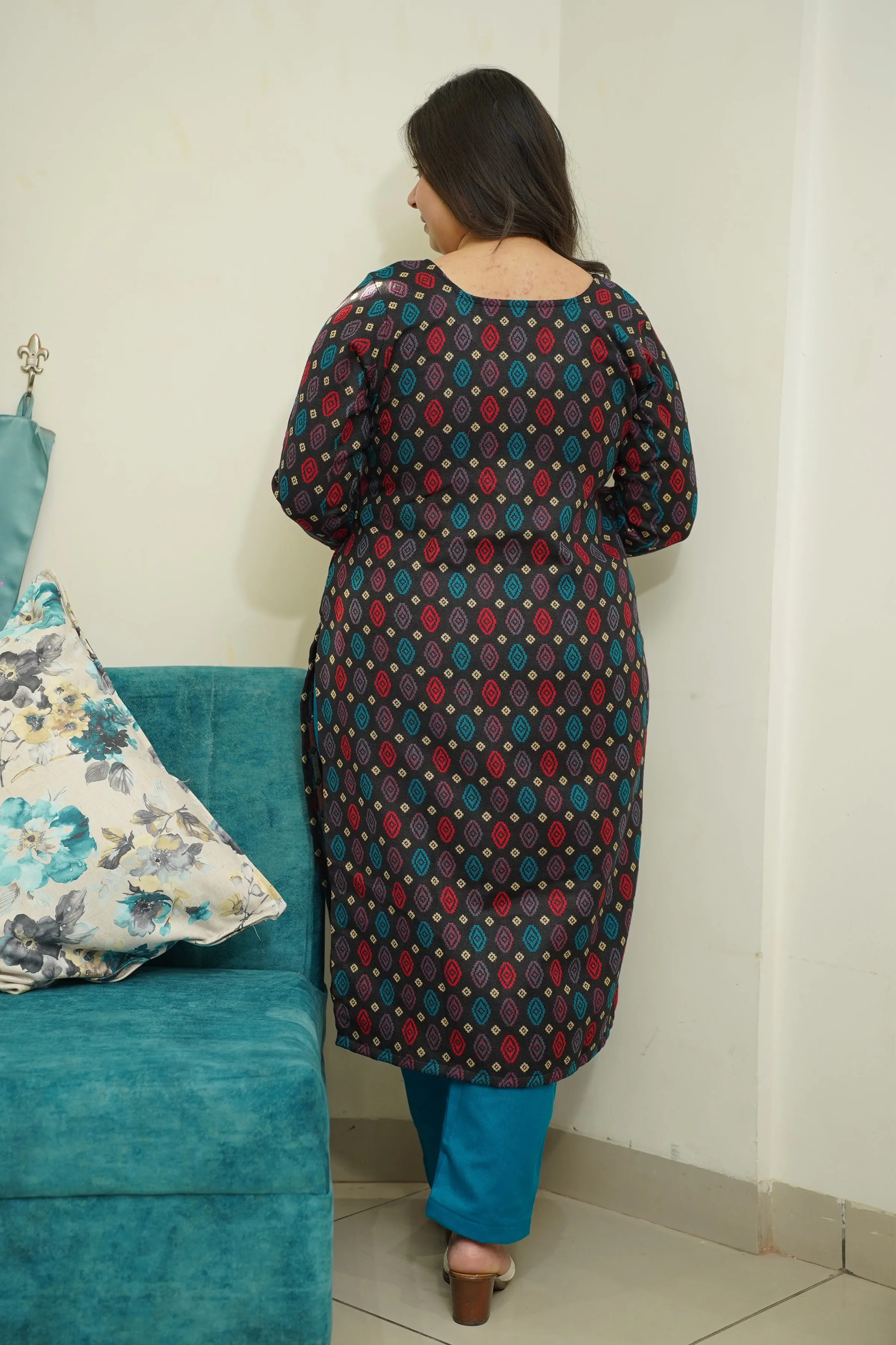 Starry Black Woollen Kurta Set