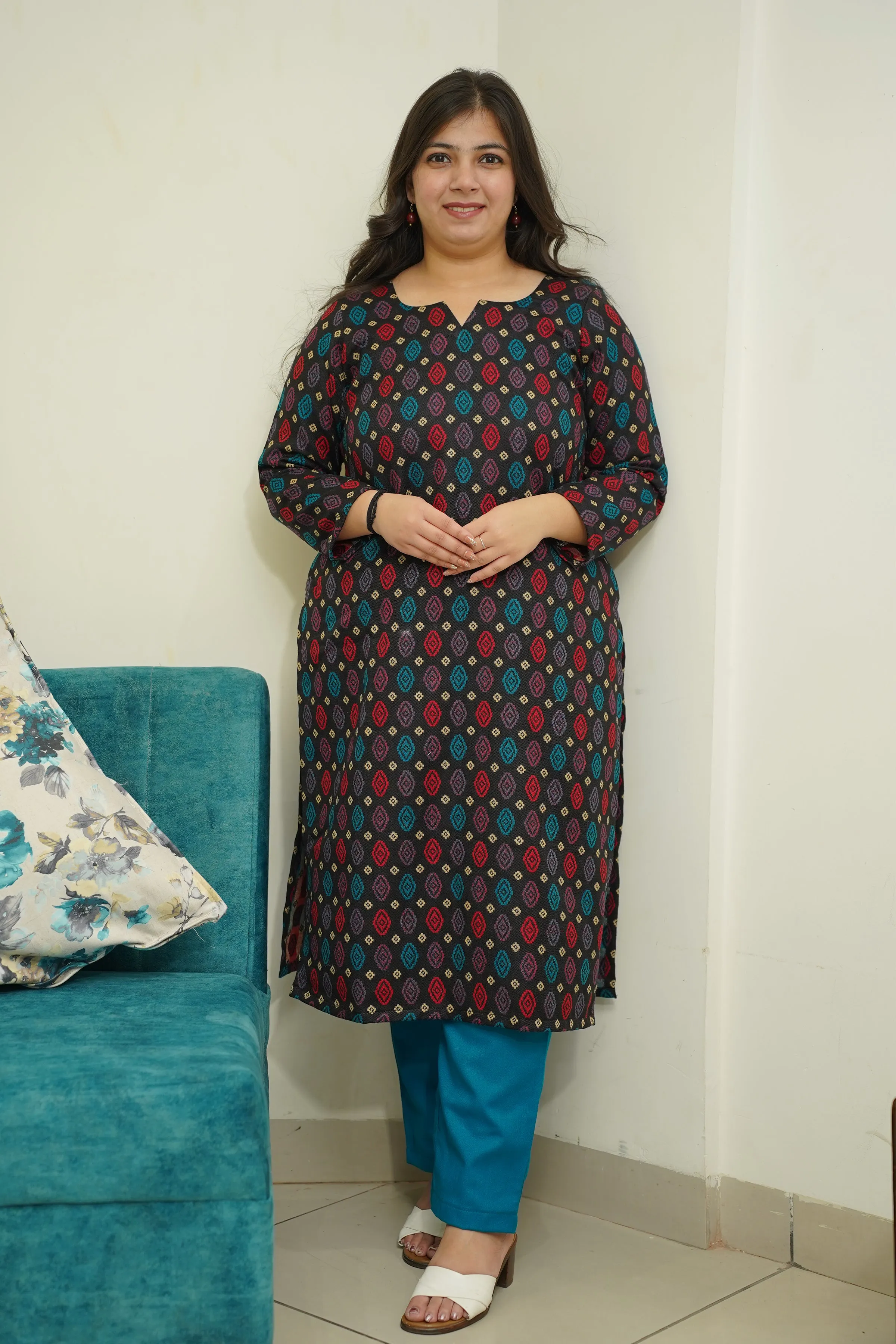Starry Black Woollen Kurta Set
