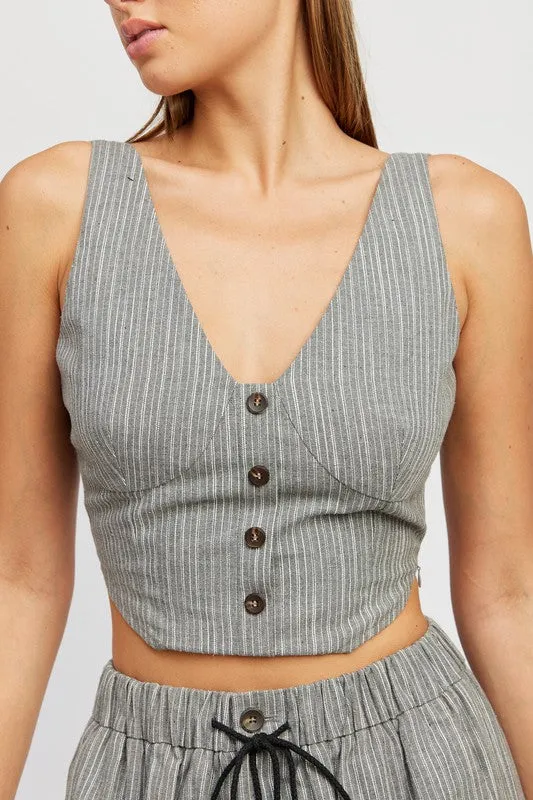 Stripe Button Down Vest