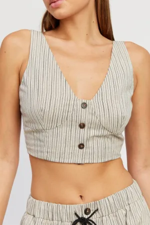 Stripe Button Down Vest