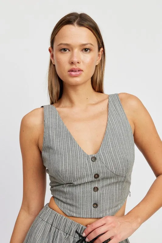 Stripe Button Down Vest