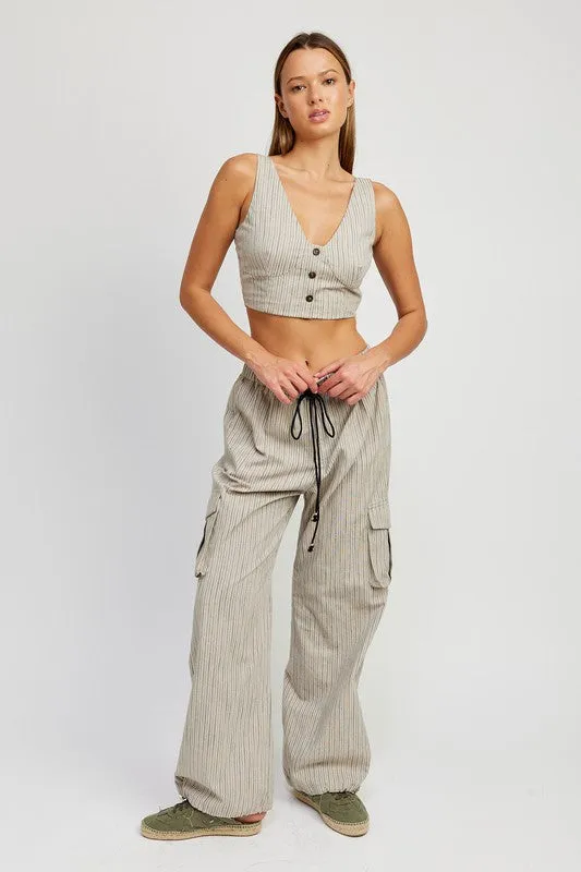Stripe Button Down Vest