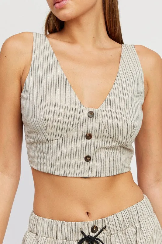 Stripe Button Down Vest