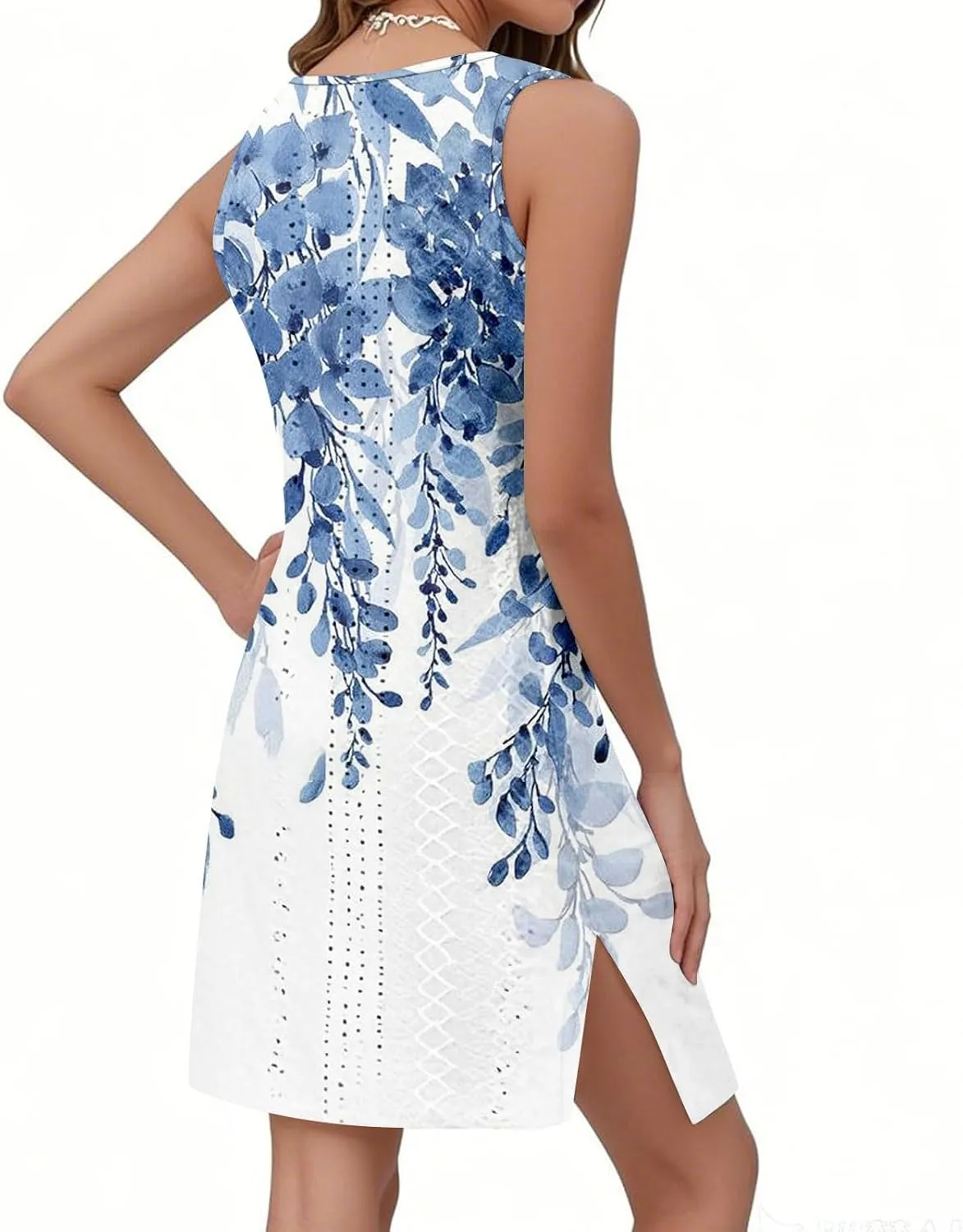 Summer Dresses for Women 2025 Womens Boho Floral Printed Beach Dress V Neck Casual Loose Tank Sundress with Pockets