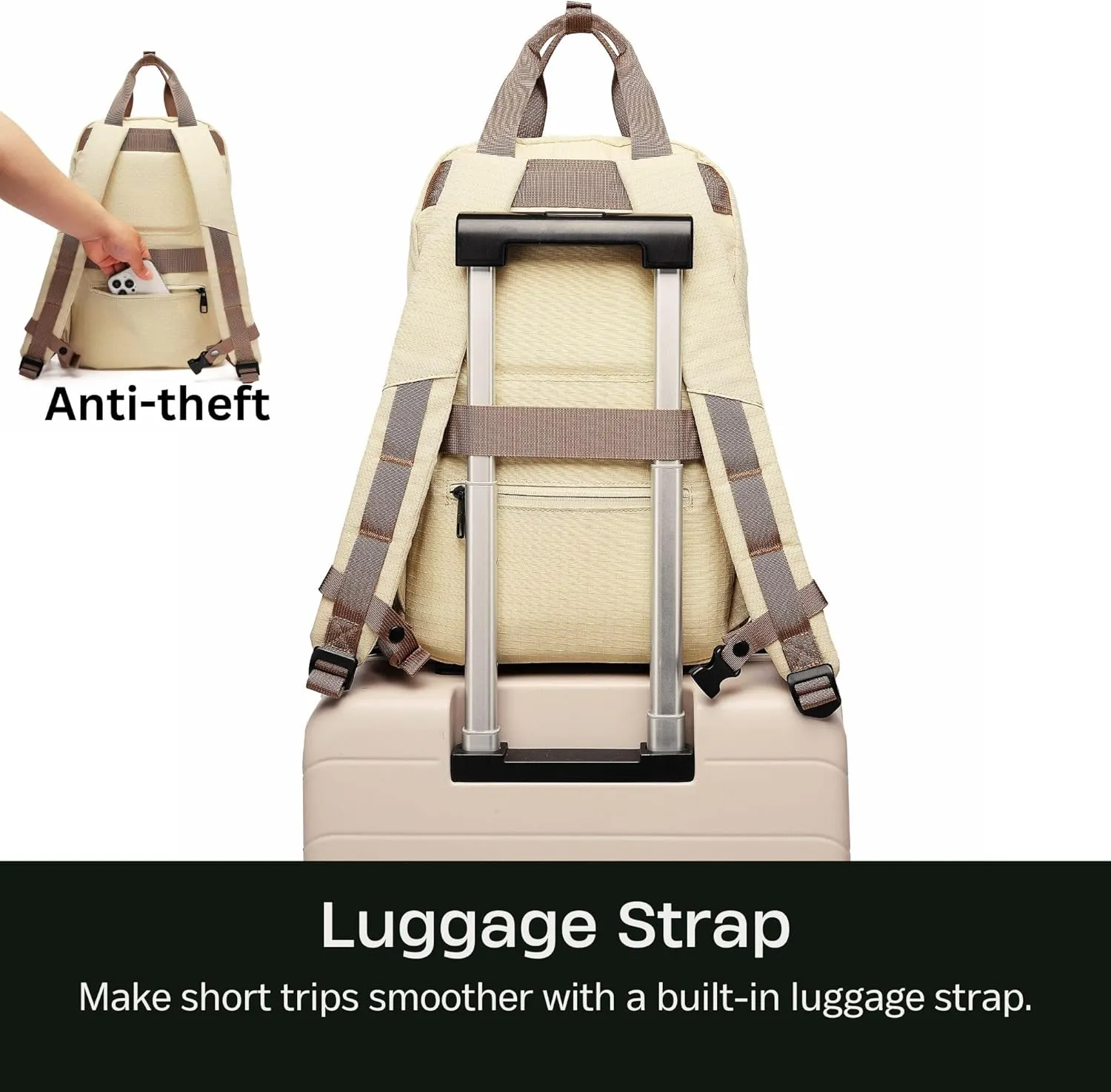 SUNNY BIRD 18L Casual Daypack, Lightweight and Travel Friendly Laptop Backpack for Women, Men and Adult, Fits 14 Inch Laptop (Sand, Medium)