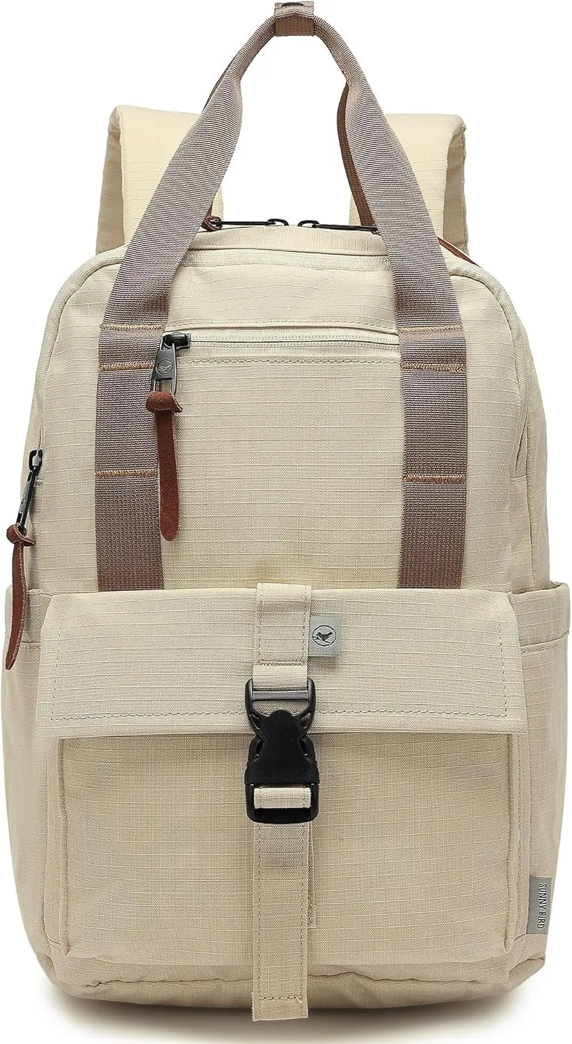 SUNNY BIRD 18L Casual Daypack, Lightweight and Travel Friendly Laptop Backpack for Women, Men and Adult, Fits 14 Inch Laptop (Sand, Medium)
