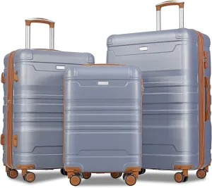 SVRCK Lightweight and Expandable 3-Piece Luggage Set with Spinner Wheels, Durable Hardshell Design, Travel-Friendly Sizes: 20'' 24'' 28''