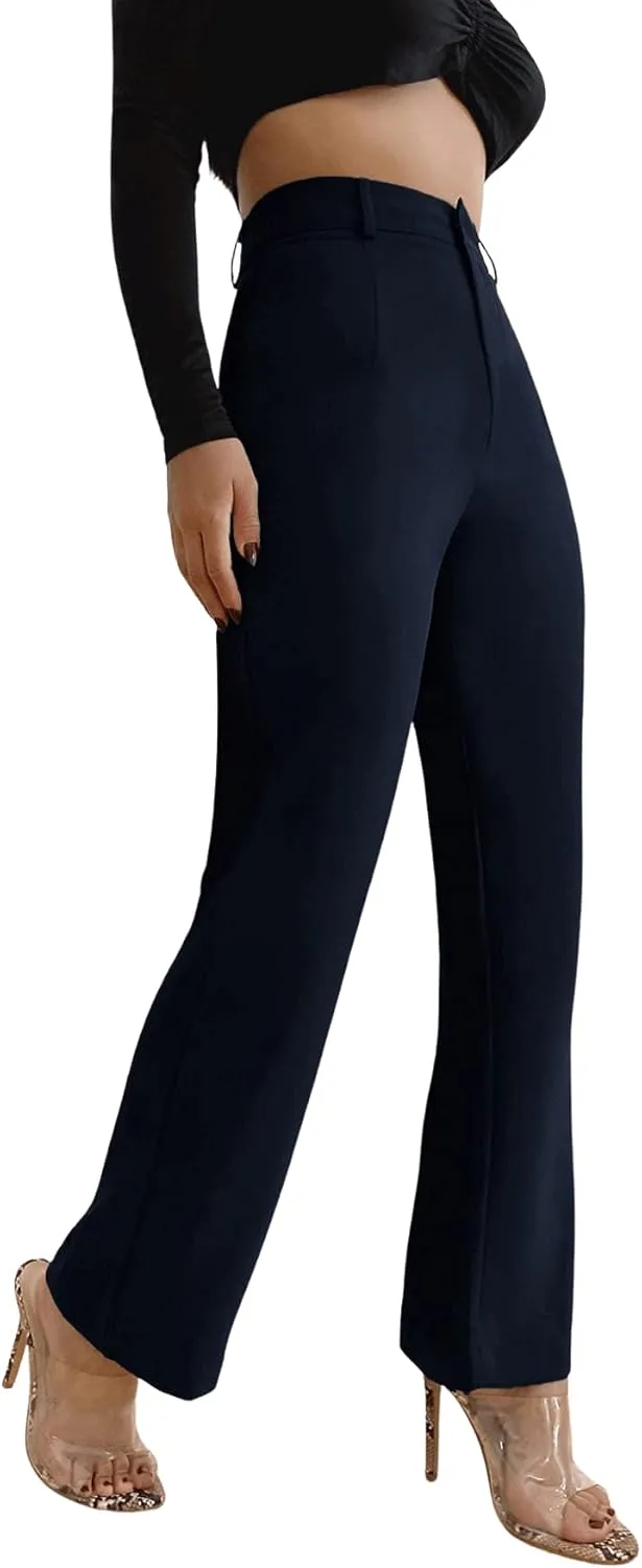 SweatyRocks Women's Elegant High Waist Solid Long Pants Office Trousers