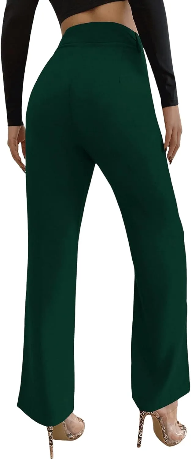SweatyRocks Women's Elegant High Waist Solid Long Pants Office Trousers
