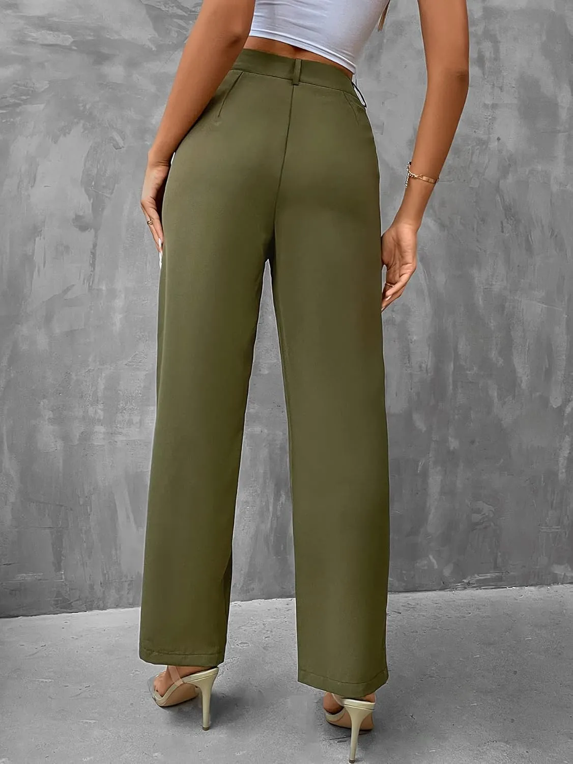 SweatyRocks Women's Elegant High Waist Solid Long Pants Office Trousers