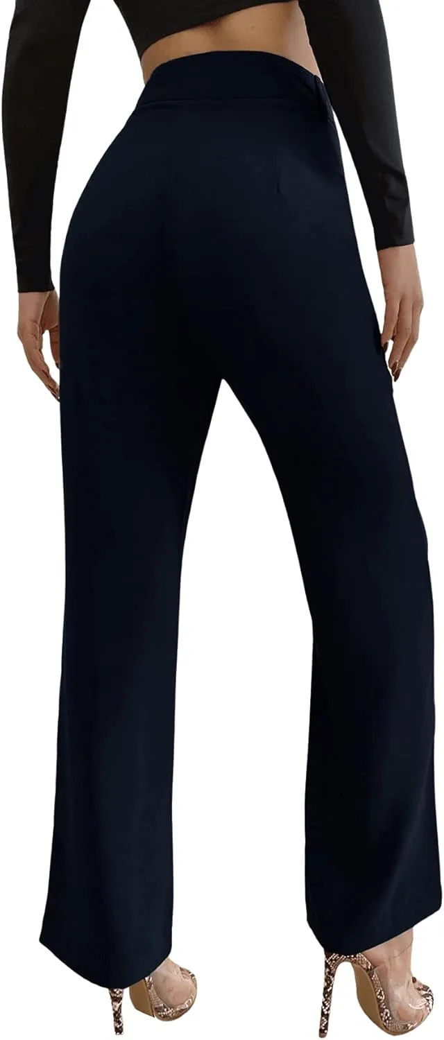 SweatyRocks Women's Elegant High Waist Solid Long Pants Office Trousers