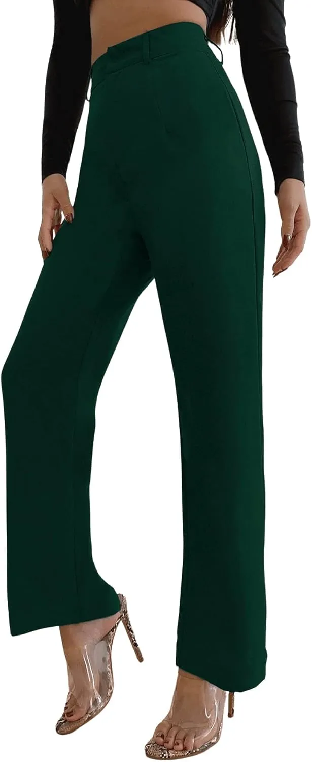 SweatyRocks Women's Elegant High Waist Solid Long Pants Office Trousers