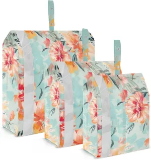 Teal Florals Flowers Packing Cubes for Travel 3 Set Packing Cubes Large Luggage Organizer Bags for Suitcases