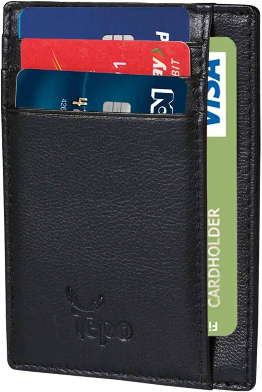 Tepo Mens Wallet Slim and Sturdy, Thin Wallet for Men with RFID Blocking, Minimalist Leather Wallet, Credit Card Holder