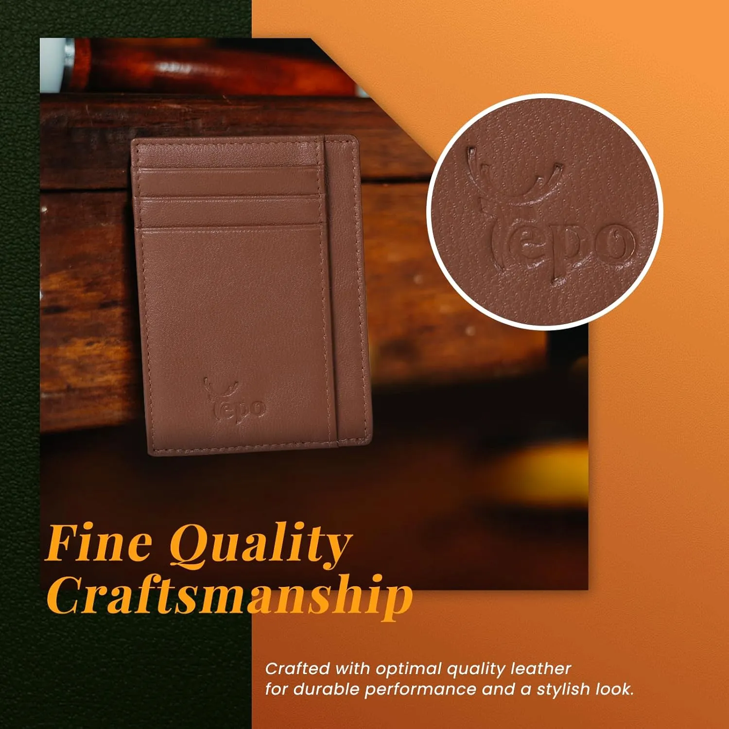 Tepo Mens Wallet Slim and Sturdy, Thin Wallet with RFID Blocking, Minimalist Leather Wallet, Credit Card Holder for Men