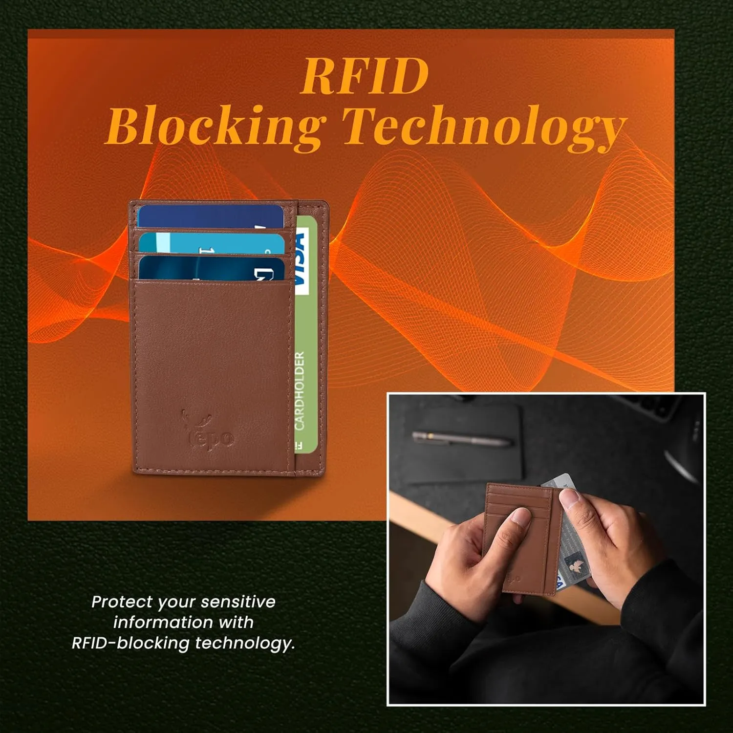 Tepo Mens Wallet Slim and Sturdy, Thin Wallet with RFID Blocking, Minimalist Leather Wallet, Credit Card Holder for Men