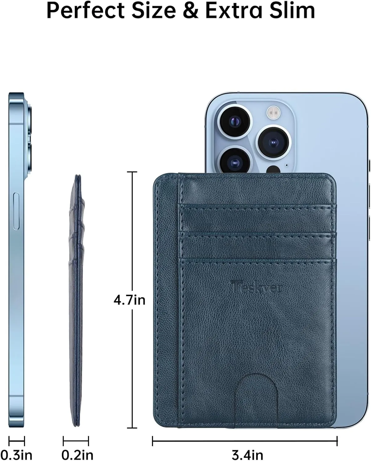 Teskyer Slim Wallet for Men, Minimalist Front Pocket RFID Blocking Leather Wallet Credit Card Holder for Men & Women