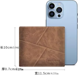 Thin Mens Wallet Leather RFID Blocking, Large Capacity Bifold Slim Minimalist Purse Card Holder with ID Window